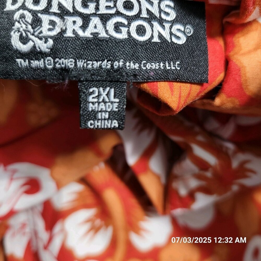 Dungeons & Dragons Wizards of the Coast Logo Woven Hawiian Button-Up Mens 2XL - Picture 4 of 6